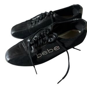 Bebe Black Sneakers Sleek Design with Glossy Finish